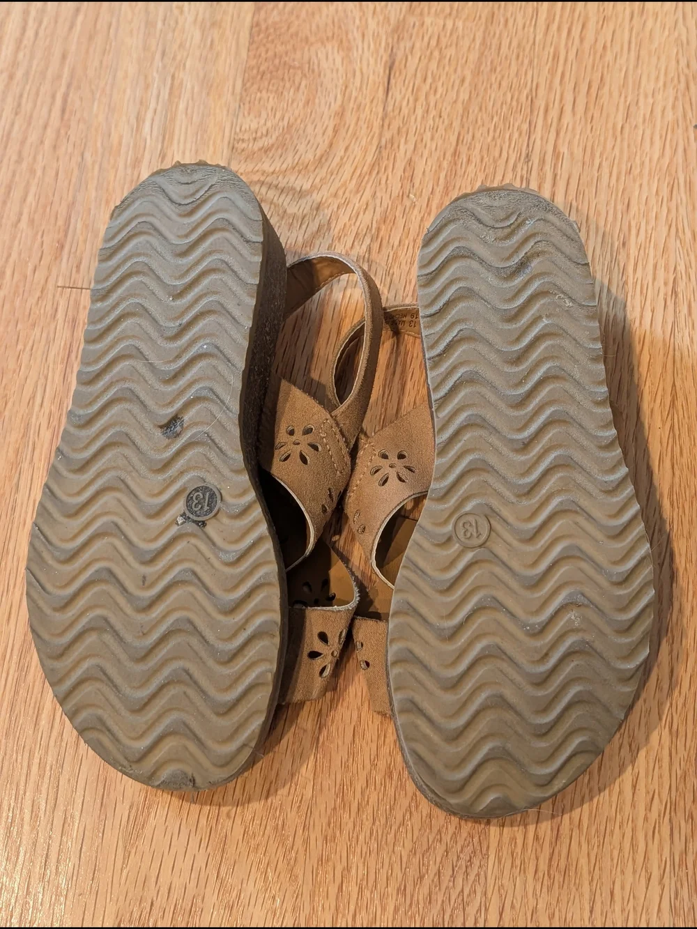 Old Navy Tan Floral Cutout Kids Sandals with Buckle Strap